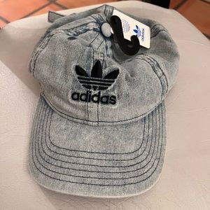 adidas blue washed denim hat relaxed strap back NWT